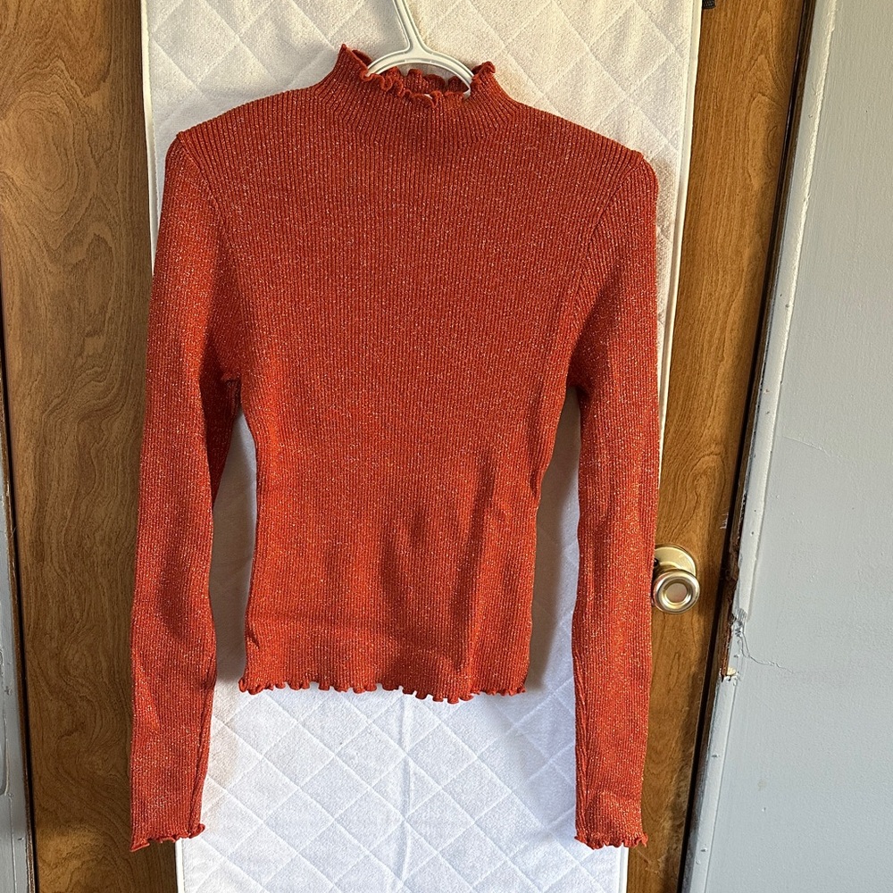 Rust Orange Ruffled Sweater - Picture 1 of 1